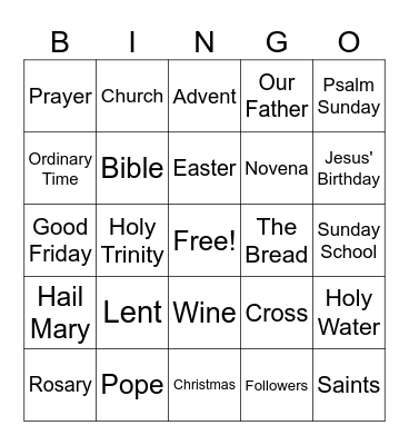 Religion Bingo Card