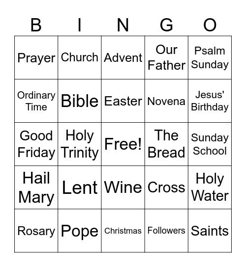 Religion Bingo Card