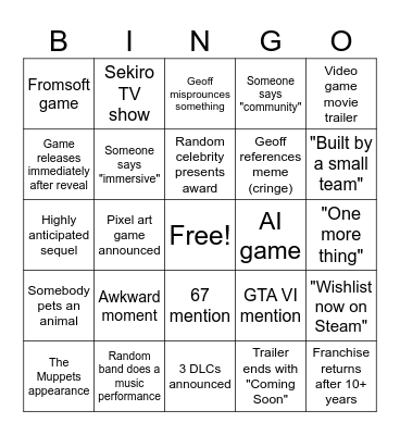 Emma Bingo Card