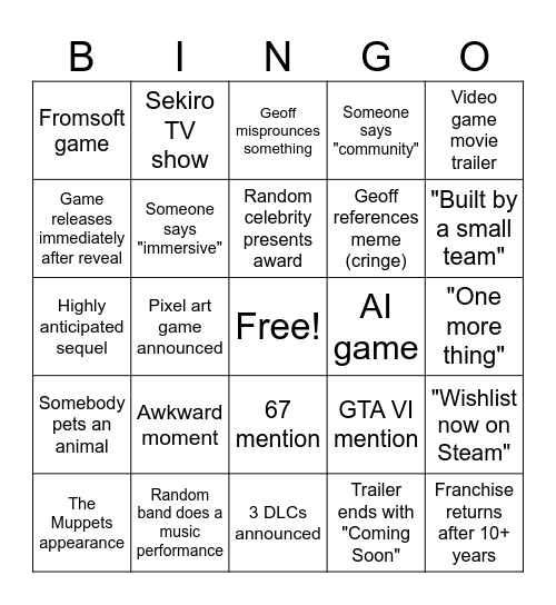 Emma Bingo Card
