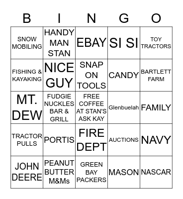 STAN'S BIRTHDAY BASH Bingo Card