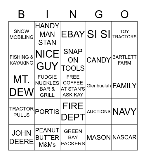 STAN'S BIRTHDAY BASH Bingo Card