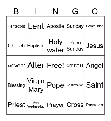 Religion Bingo Card
