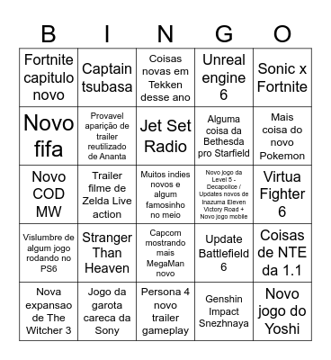 Bingo Card - Summer Game Fest 2026 Bingo Card