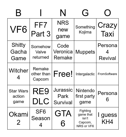 Summer Games Fest Bingo Card