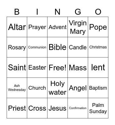 Religion Bingo Card