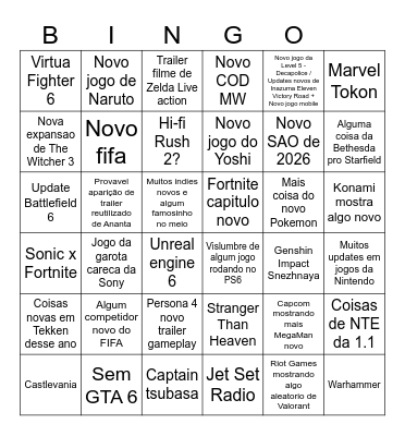 Bingo Card - Summer Game Fest 2026 Bingo Card