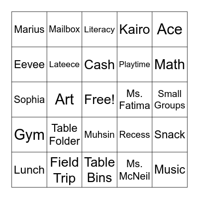 Last Day of School! Bingo Card