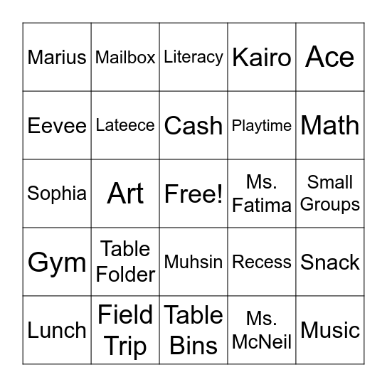 Last Day of School! Bingo Card