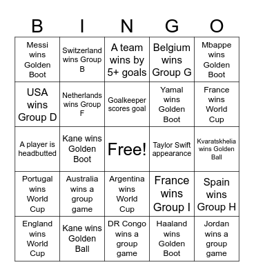 2026 World Cup Bingo Card