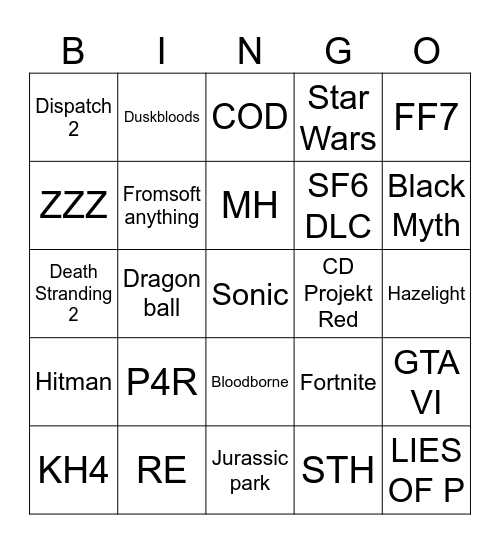 Summer Games Fest Bingo Card
