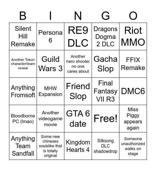 SGF 2026 Bingo Card