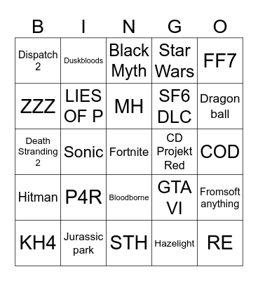 Summer Games Fest Bingo Card
