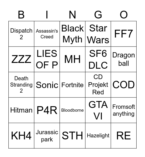 Summer Games Fest Bingo Card