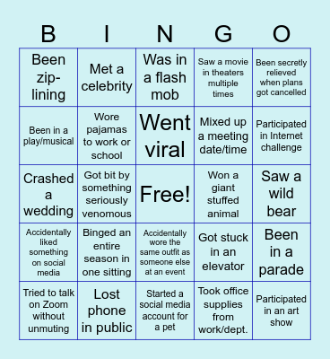 Fellows Social Meeting Bingo Card