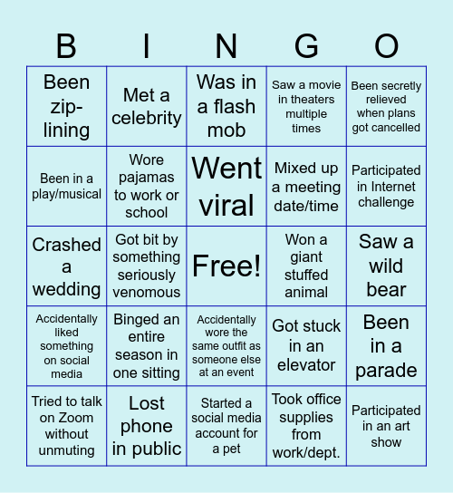 Fellows Social Meeting Bingo Card