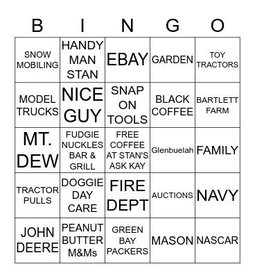STAN'S BIRTHDAY BASH Bingo Card