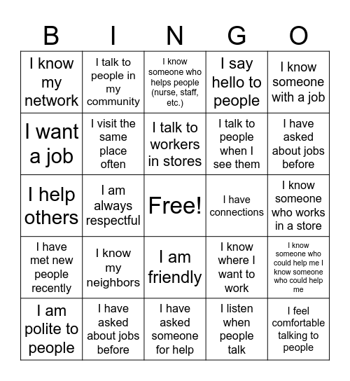 Networking Bingo Card