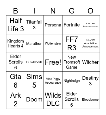 Summer Games Fest 2026 Bingo Card