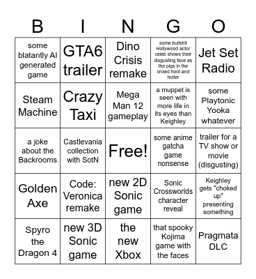Summer Game Fest 2026 Bingo Card