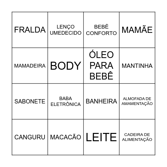 BINGO DA MAITÊ Bingo Card