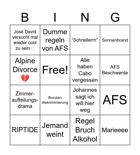 Abschluss Seminar Bingo Card