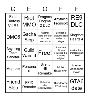 SGF26 Bingo Card