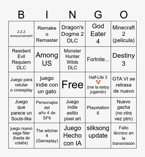 Summer Game Fest Bingo Card