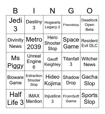 SUMMER GAMES FEST Bingo Card