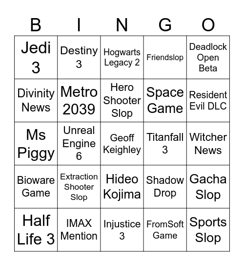 SUMMER GAMES FEST Bingo Card