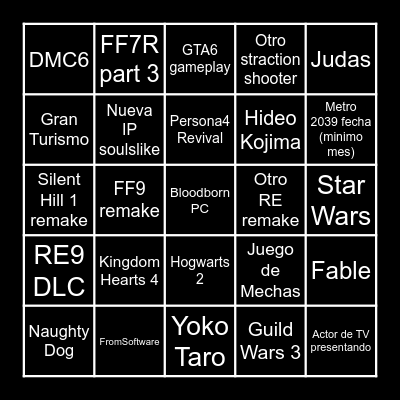 NO-E3 BINGO Card