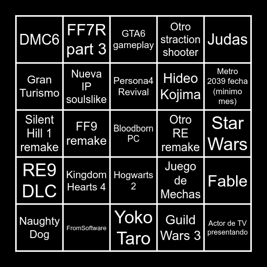 NO-E3 BINGO Card