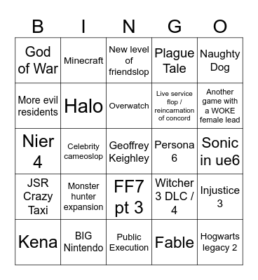 Games season 2026 Bingo Card