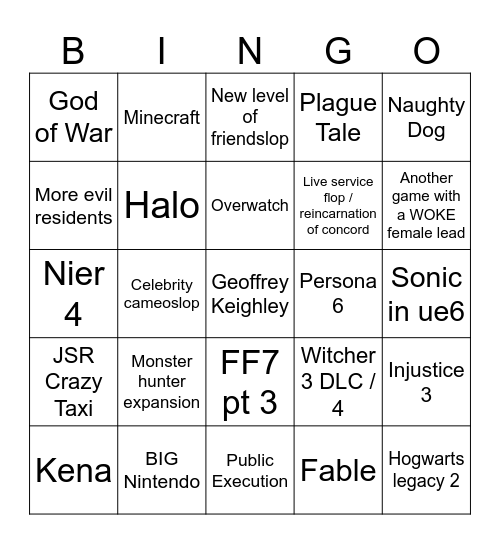 Games season 2026 Bingo Card