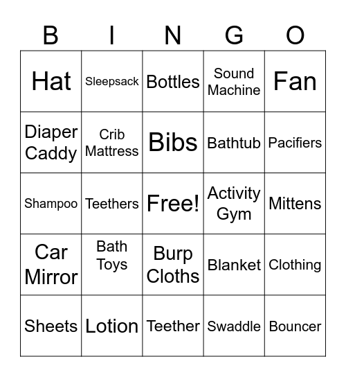 Baby Bingo Card