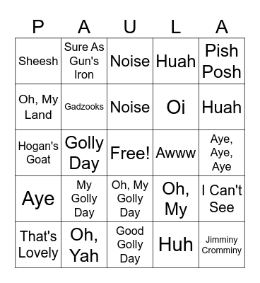 PAULA BINGO Card
