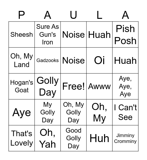 PAULA BINGO Card