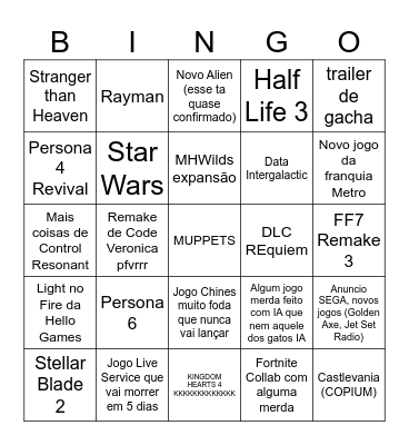 Bingo Card - Summer Game Fest 2026 Bingo Card