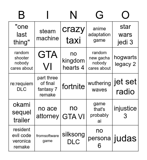 summer games fest baby Bingo Card