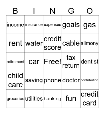 Budget  Bingo Card