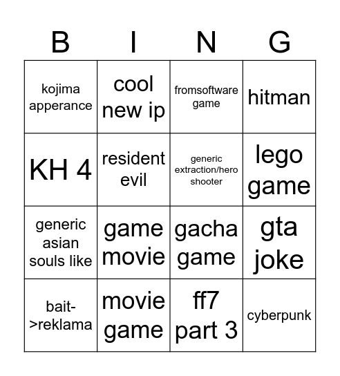 SGF Bingo Card