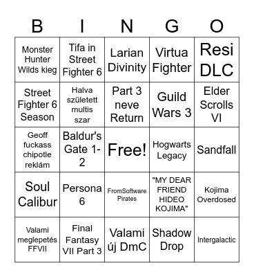 Summer Game Fest Bingo 2026 Bingo Card