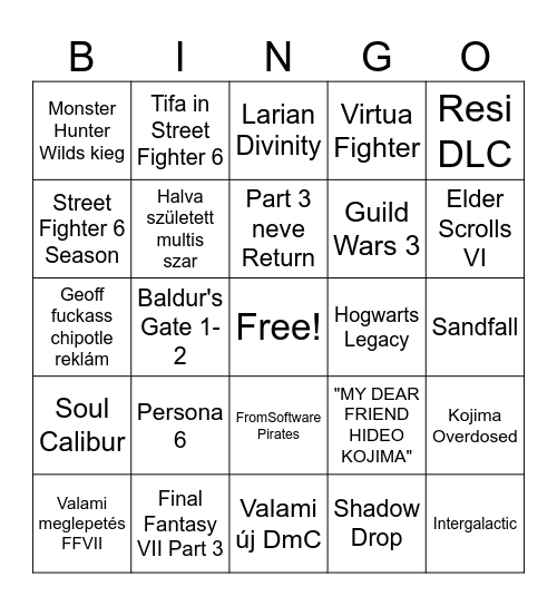 Summer Game Fest Bingo 2026 Bingo Card