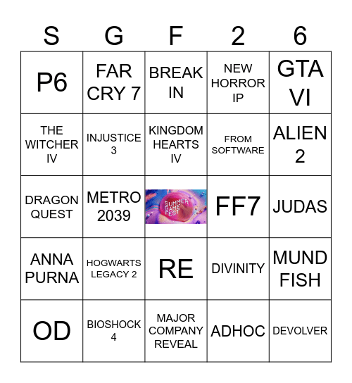 SGF 2026 Bingo Card
