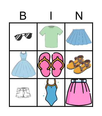 Clothes, clothes, clothes! Bingo Card
