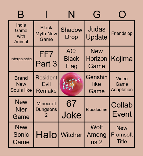 Summer Game Fest Bingo Card