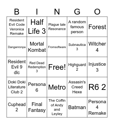 Summer Games Fest 2026 Bingo Card