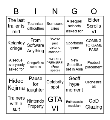 Summer Games Fest 2026 Bingo Card