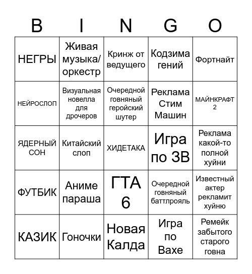 SUMMER GAME FEST 2026 Bingo Card