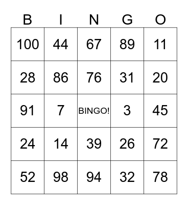 Bingokaart Bingo Card